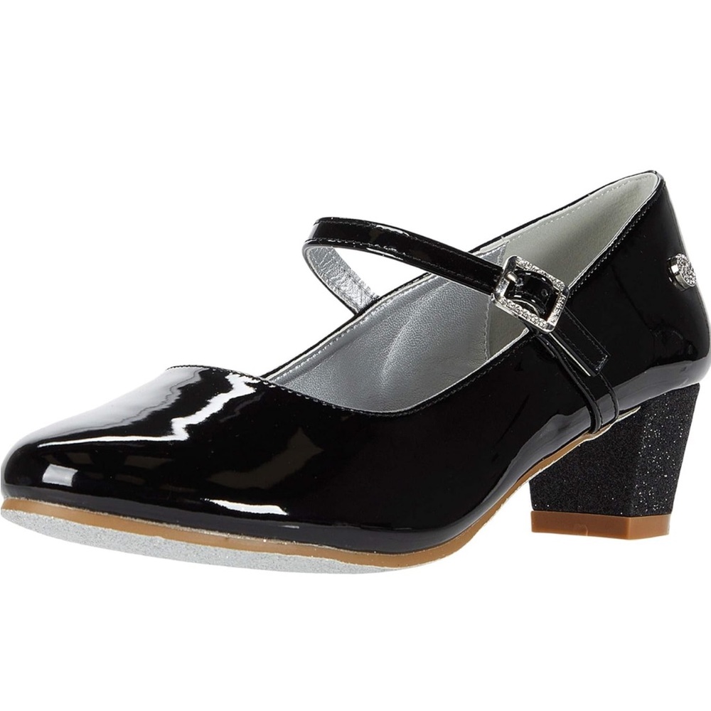 NEW Nine West Kids Girls Block Heel Dress Shoes Aiza Black